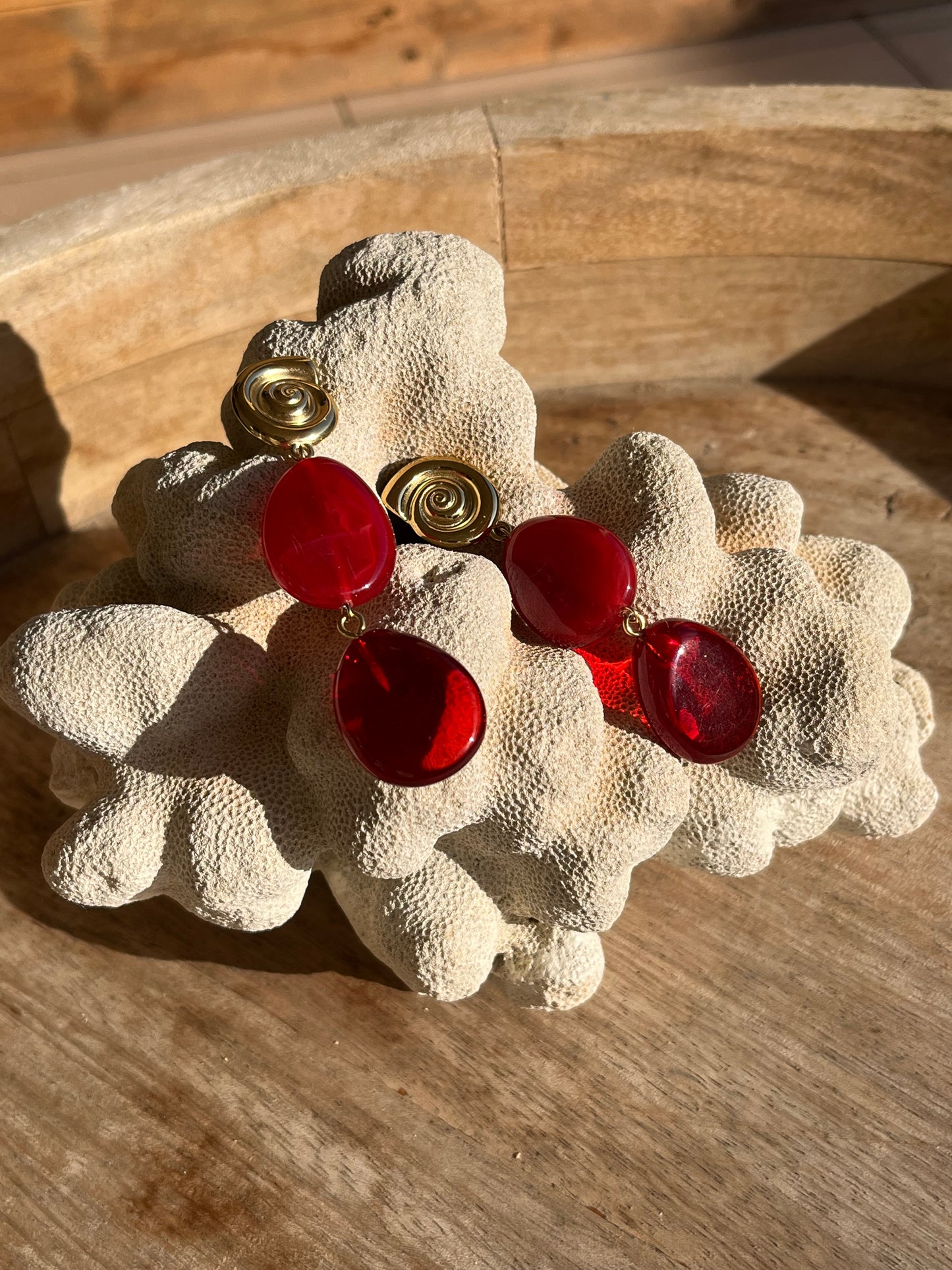 Boucles d'oreilles Lagona rouge