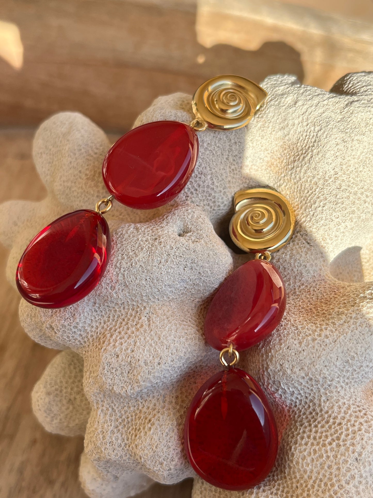 Boucles d'oreilles Lagona rouge